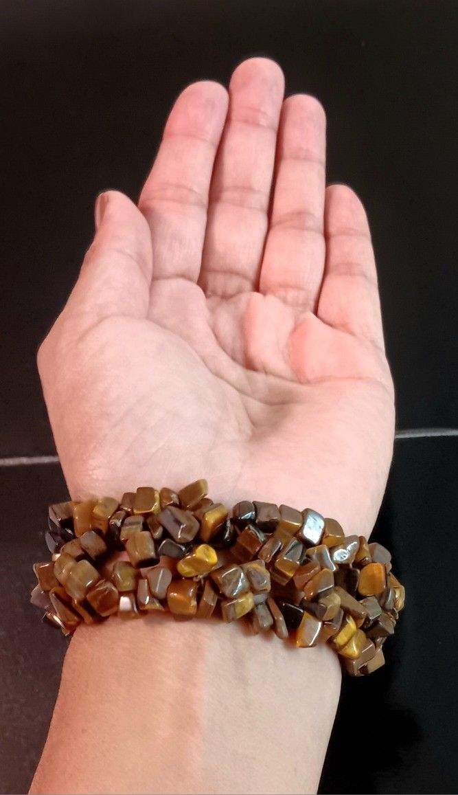 Vintage Tigers Eye Bracelet Lucky Stretch Bracelet Brasalete Para La Suerte con Piedras Ojo De Tigre )