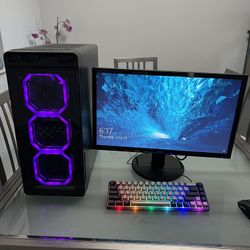 Entry Level Gaming PC Setup PC Monitor Keyboard Mouse