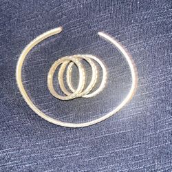 Sterling Silver Bracelet And 3 Rings 