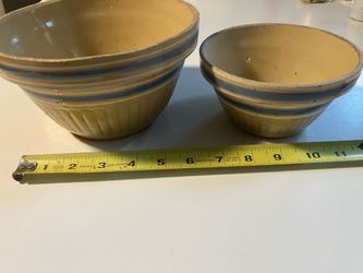 pair of vintage yellowware mixing bowls