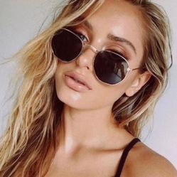 Ray-Ban Hexagonal Flat Lense Black Metal Green Lens 