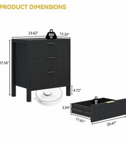 New- set of 2 -Wooden Farmhouse Night Stands with 6 Drawer Bedside Table - Boho Tall End Table Accent Table for Bedroom, Living Room, （Black 2PCS）