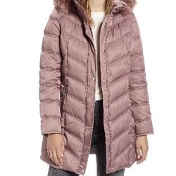 NEW Kenneth Cole Faux Fur Puff Trim Jacket Extra Small