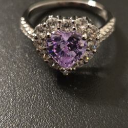 Size 7 Sterling Silver Blushing Heart Ring