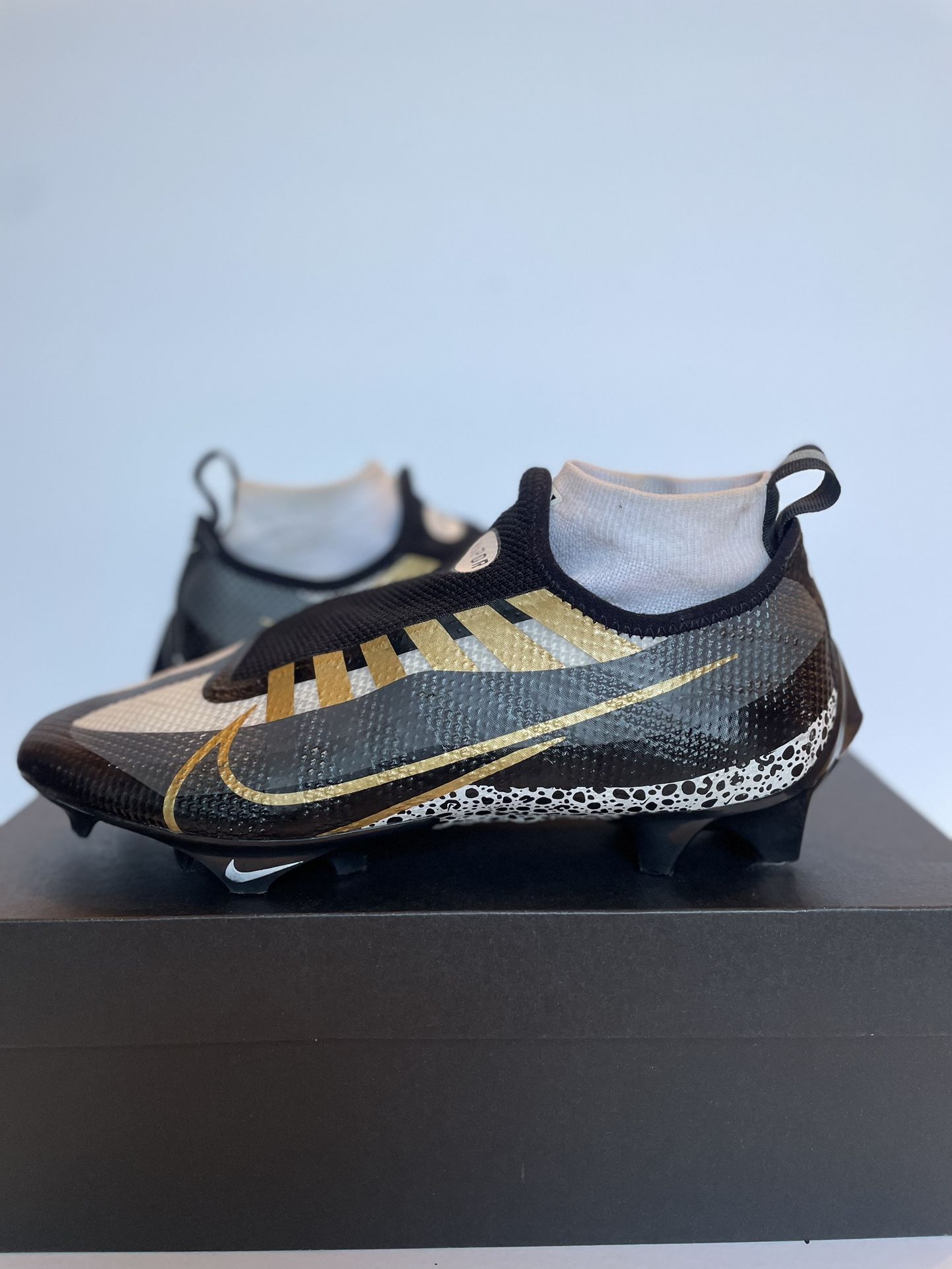 Nike Vapor Edge Pro 360 Football Cleats Ghost laces - Black Metallic Gold Speckled Size 9.