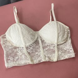 white lace crop top size small 