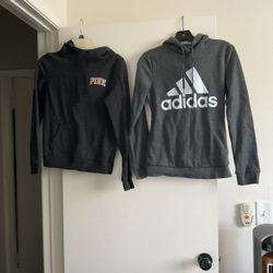 Adidas size Xs and pink size s two new beautiful gray hoodies $15 each 