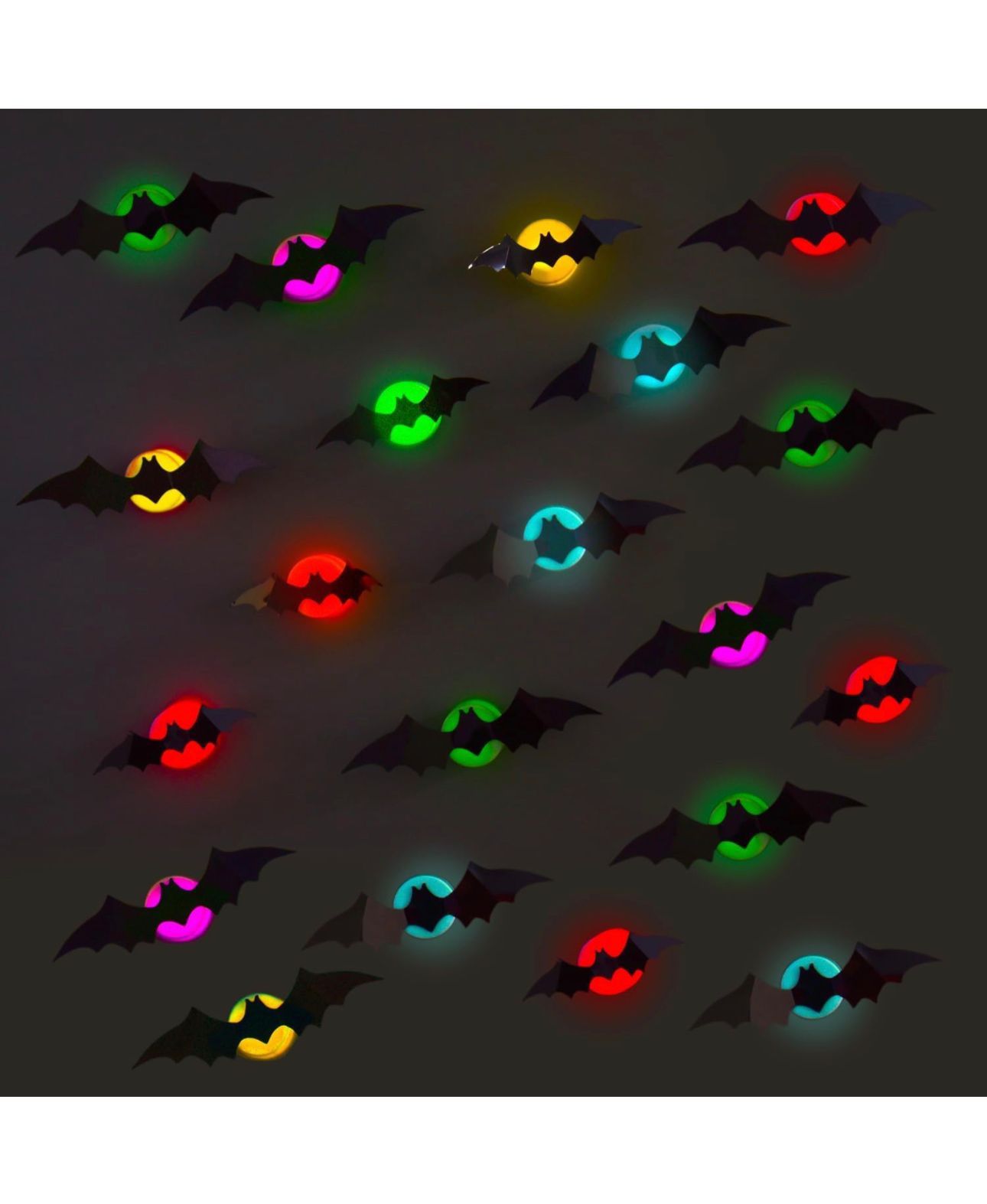 New New Halloween LED Bats Decoration,24PCS New Upgraded 3D Bat Halloween Decorative Lights, 3 Different Sizes of Realistic PVC Scary bat Stickers for