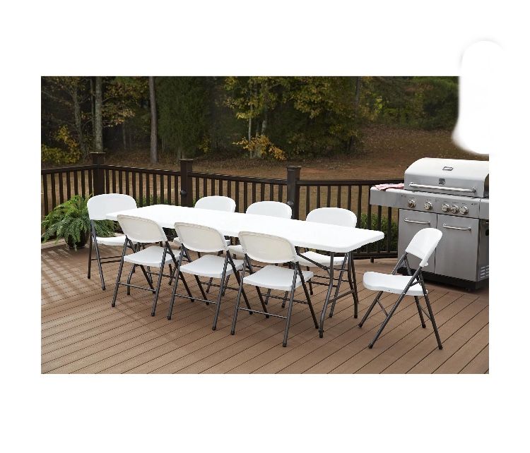 8 Foot Centerfold Folding Table, White, New in Box