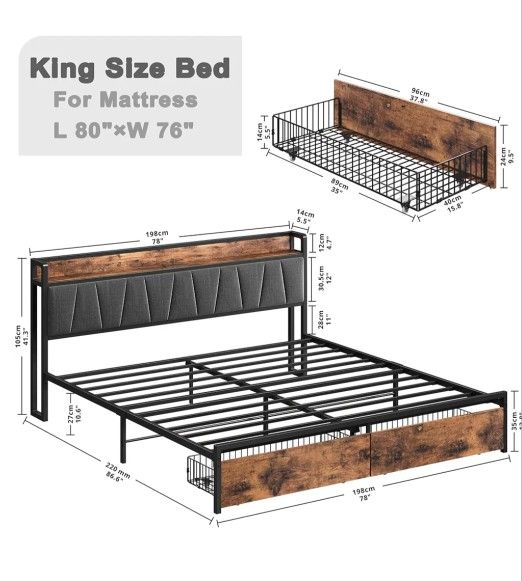Modern King Bed With Storage And Night Stañd