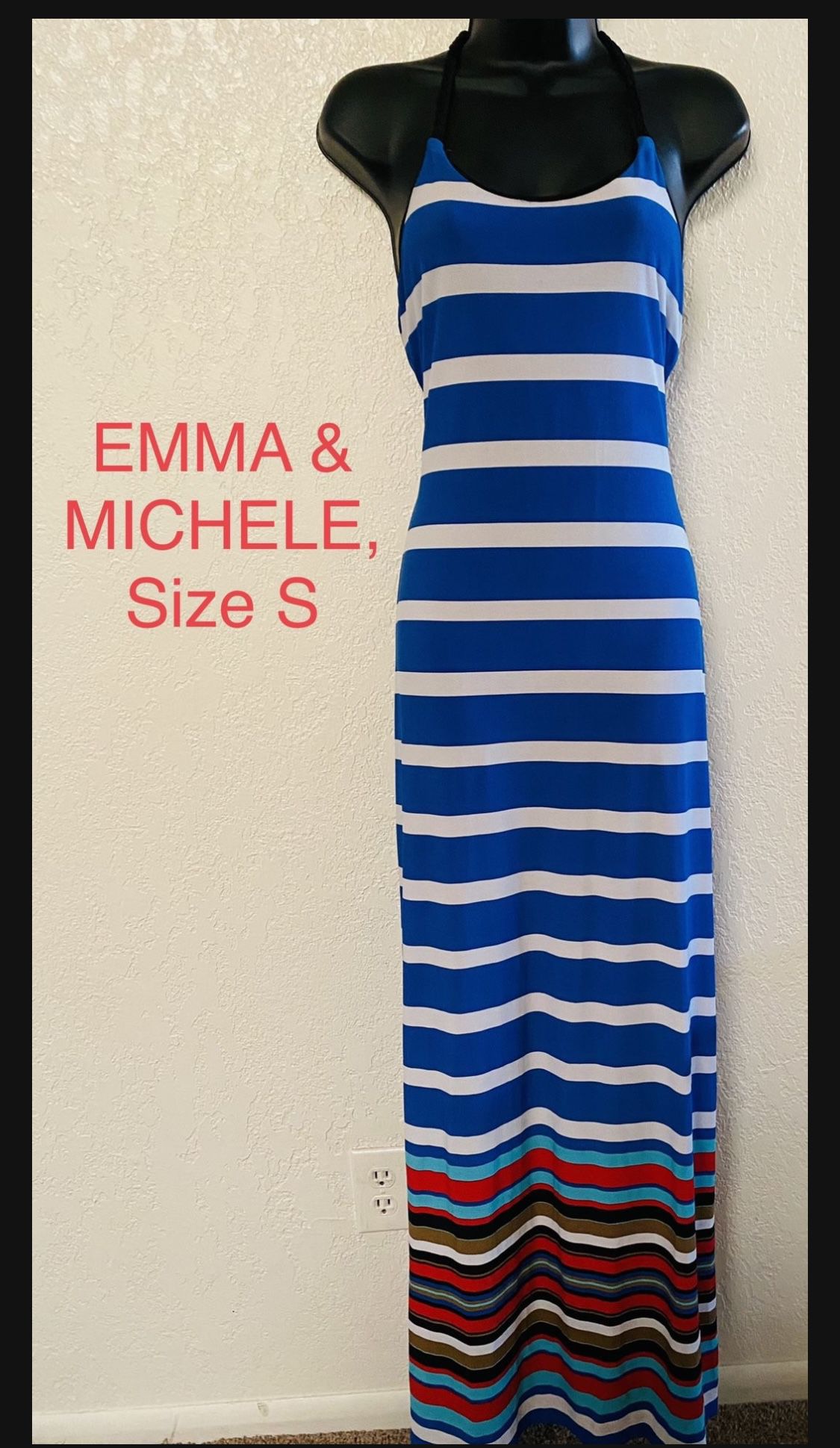 EMMA & MICHELE, Multicolor Striped Maxi Dress, Size S
