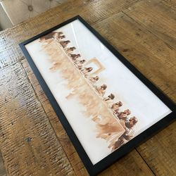 Framed “The Last Supper” Watercolor Wall Art – 24”x12” (Modern Christian Decor)