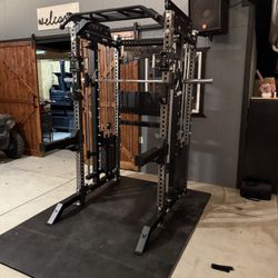 PRO SERIES Ultimate 3-1 Half Rack Functional Trainer w/Smith Machine Bar Bundle | 400lb Stack | Gym Equipment | Fitness | Commercial | Squat Rack