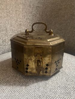 Vintage Brass Octagonal Cricket Box Made in India