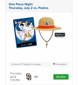 Dodgers tickets 7-2 One Piece