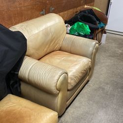 Oversized Leather chair & Ottoman