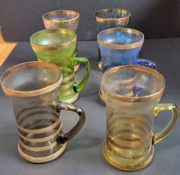 Vintage Romanian Glass 6 Mugs