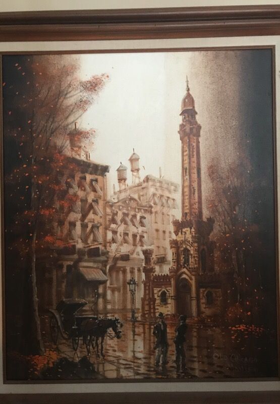 Old Chicago Monier oil painting
