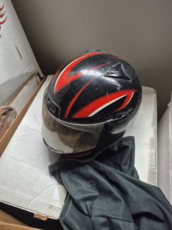 HJC Full-Face Motorcycle Helmet – Blue/Silver Graphic – Used