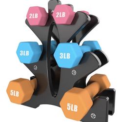 Portzon Weights Dumbbells Set with Various Colors and Weights (5 lb, 3 lb, 2 lb) Total 20 LB, Anti-Slip, Anti-roll, Hex Shape