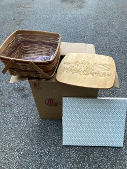 16”x16” longaburger basket with inner plastic liner,cloth liner,lid - $25