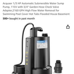  Acquaer 1/3 HP Submersible  Water Pump