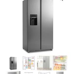 NUTRIFROST Side-by-Side Refrigerator with Ice Maker, 18.1 Cu Ft No Frost, Grey