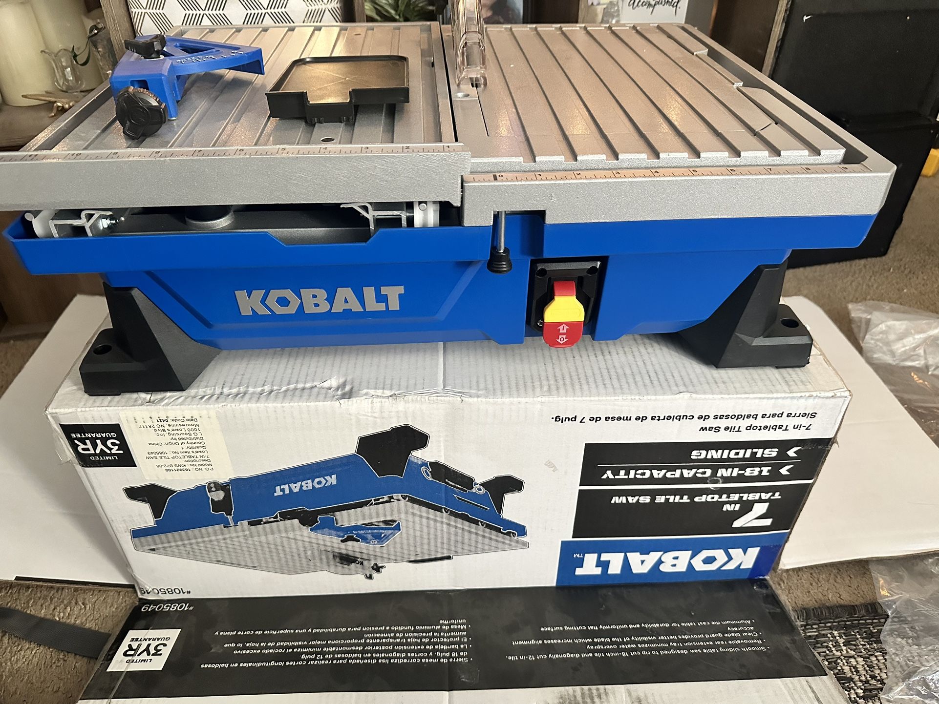 Kobalt 6-Amp 7-in-Blade Corded Wet Tabletop Sliding Table Tile Saw