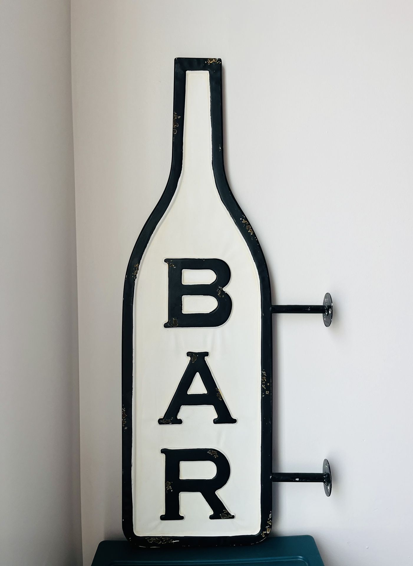 Vintage Metal Bar Sign Attaches To Bar Side 