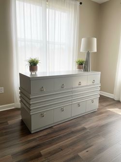 Refinished Mid Century Modern 6 Drawer Gray Dresser