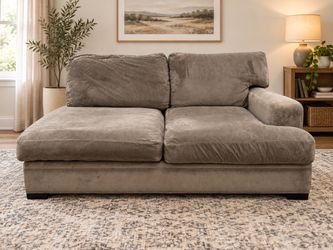 Gray Velvet Oversized Loveseat Sofa