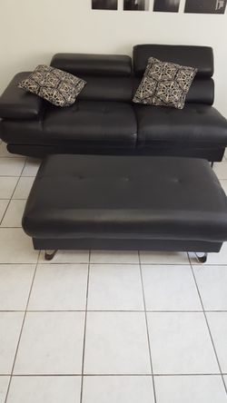 Black leather sofa
