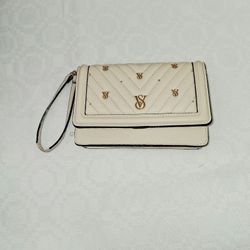 Victoria’s Secret Cream Wristlet Clutch w Gold 6.5x4.5”