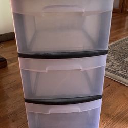 Drawer Tower 3-Tier Clear Plastic Storage Organizer Cart - Black Frame