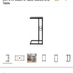 Noble House Bader 13.5 in. X 28.75 in. Black C Table Marble End Table