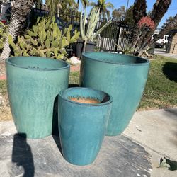 Large Green Ceramic Planters (L.$150,M.$95,S.$55)