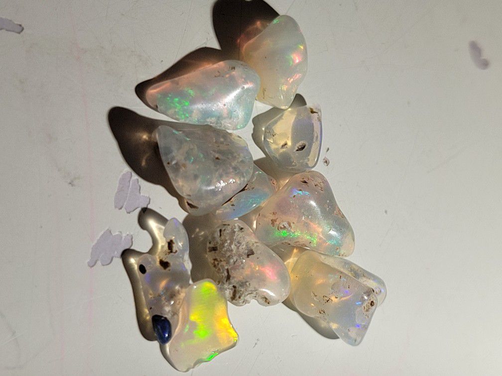 12pcs. Natural Ethiopian Fire Opal Rough Polished Gemstones 6-8mm