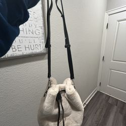 House of Harlow 1960 by REVOLVE cream & black faux fur and leather crossbody bag