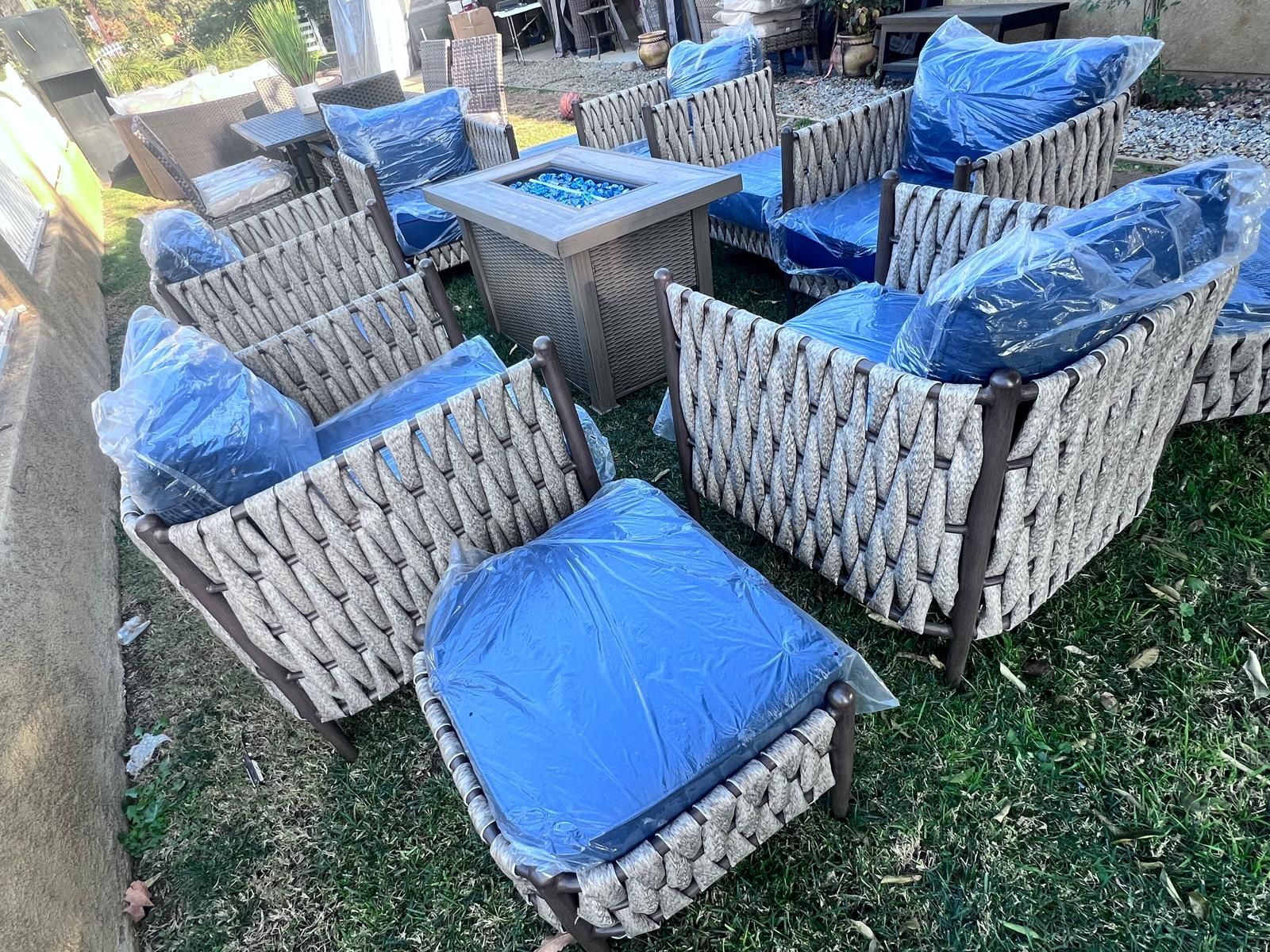 Brand New Patio Outdoor Furniture Set With Fire Pit Sunbrella Fabric,All Products : American Fashion Style Bags On Sale