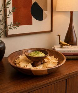 Wood dip bowl