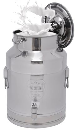 zzpdnjt 28L/7.4Gal Milk Can with Faucet, Stainless Steel Milk Can with Lid Milk Jug Milk Transport Container Wine Pail Bucket Bottle Stainless Steel M