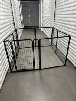 FXW AuraSpace Black Metal Acrylic Indoor Dog Playpen 32" Height 8 Panels Door