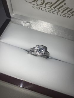 Wedding set, real silver sterling with CZ stone