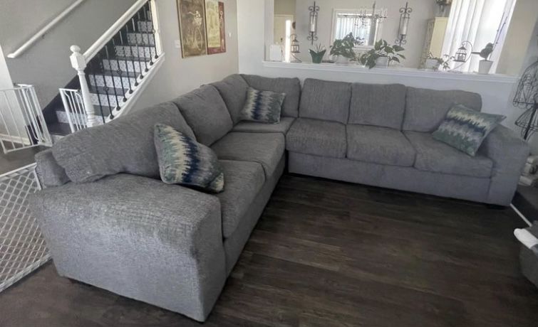 Large Grey Sectional Sofa Couch 