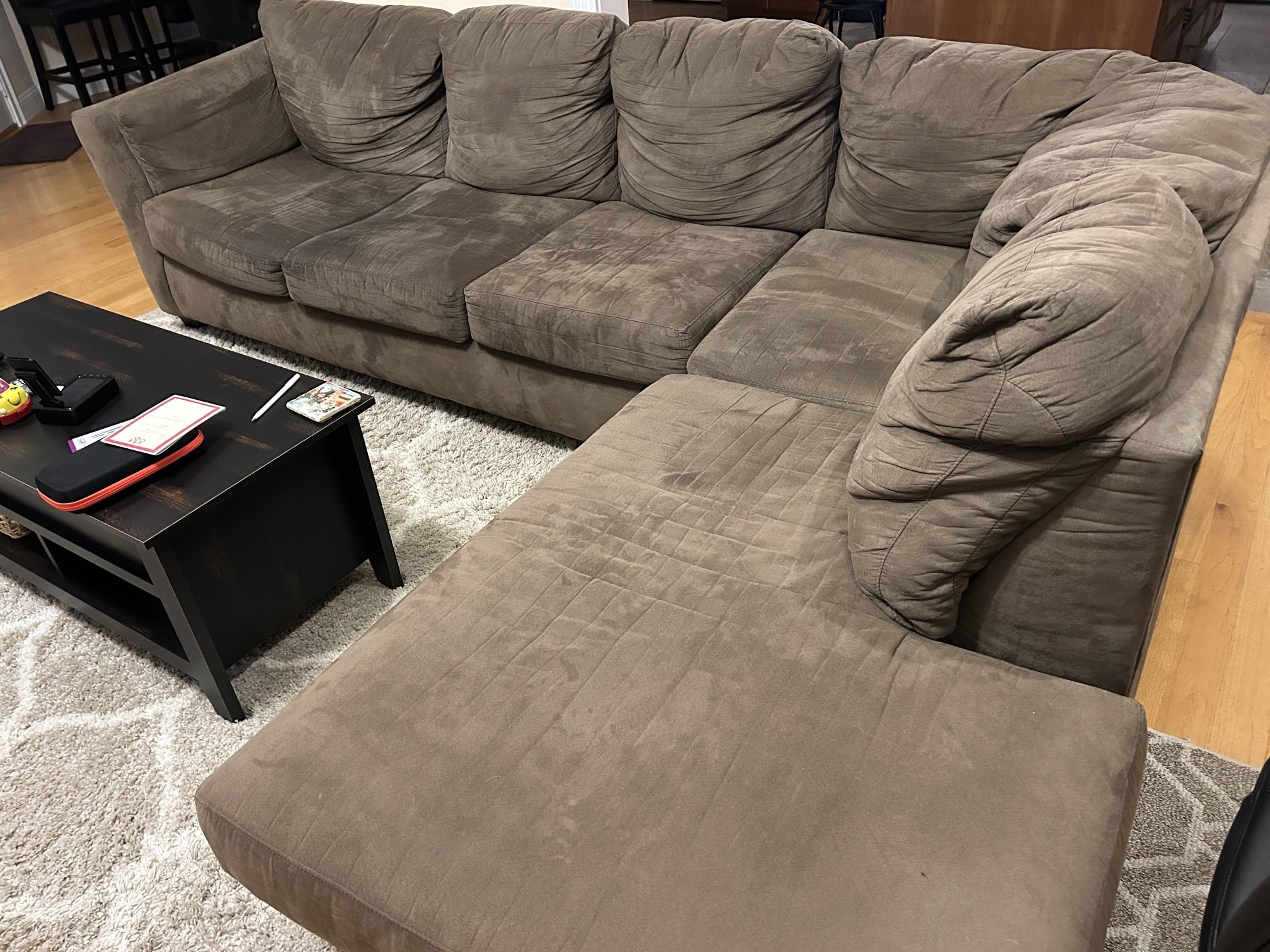 Brown 119” 2 Piece Right Arm Facing Chaise Sectional