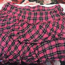 Pink plaid skirt