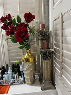 Vase (Beautiful Vase & 2 Candles Holders)