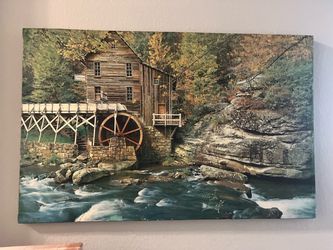 Rustic Water Mill Canvas Painting for Sale! 🎨🌊