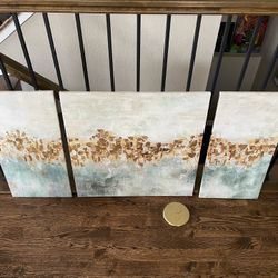 Green And Gold Abstract Art On Canvas