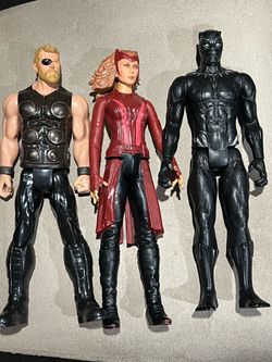 Marvel 12” titan Figure Lot Thor Scarlet Witch Black Panther